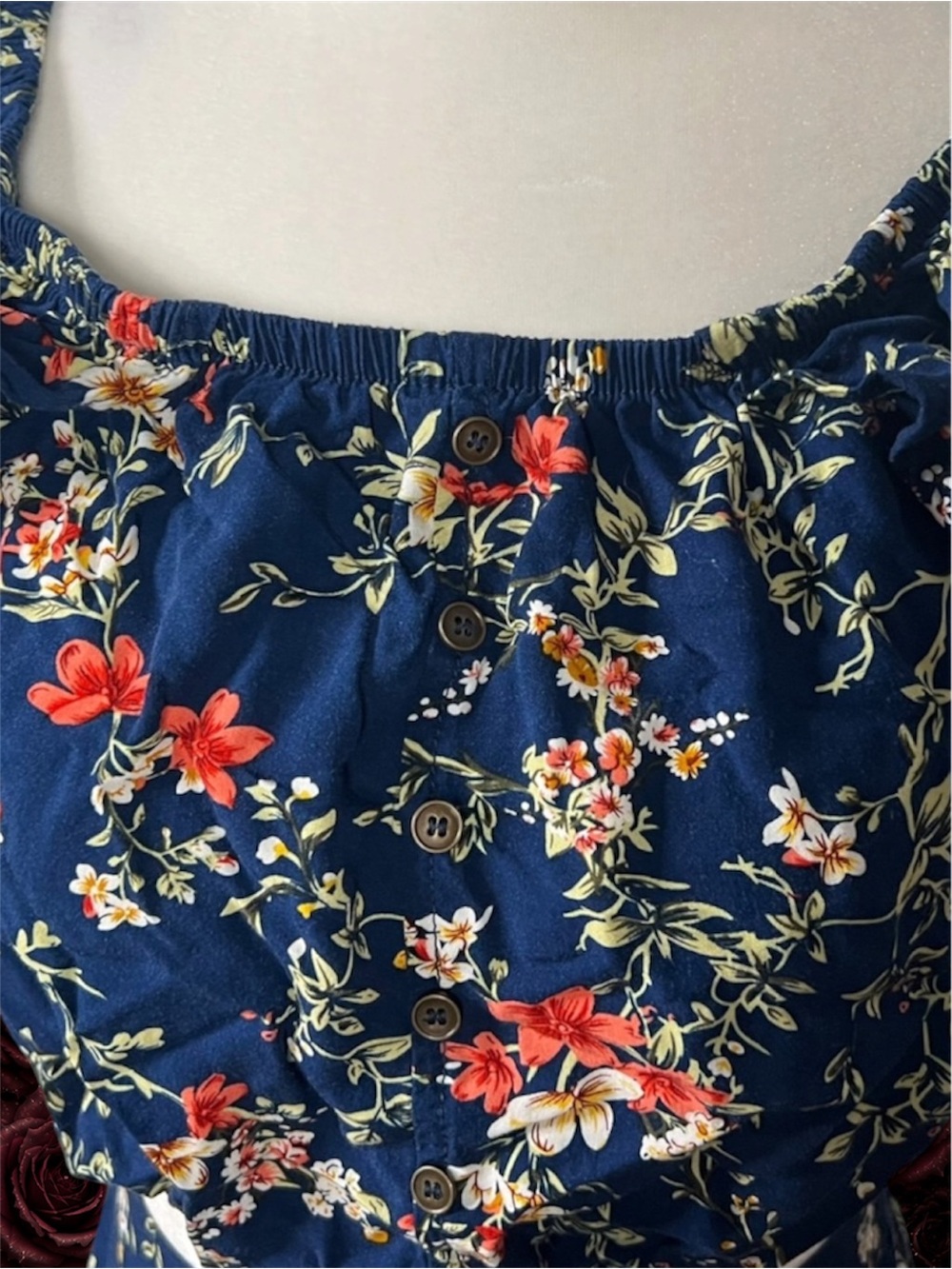 Preowned Xhilaration Floral 2-Piece Set Crop Top Medium & Skirt XS Blue Red Flor - Picture 10 of 10